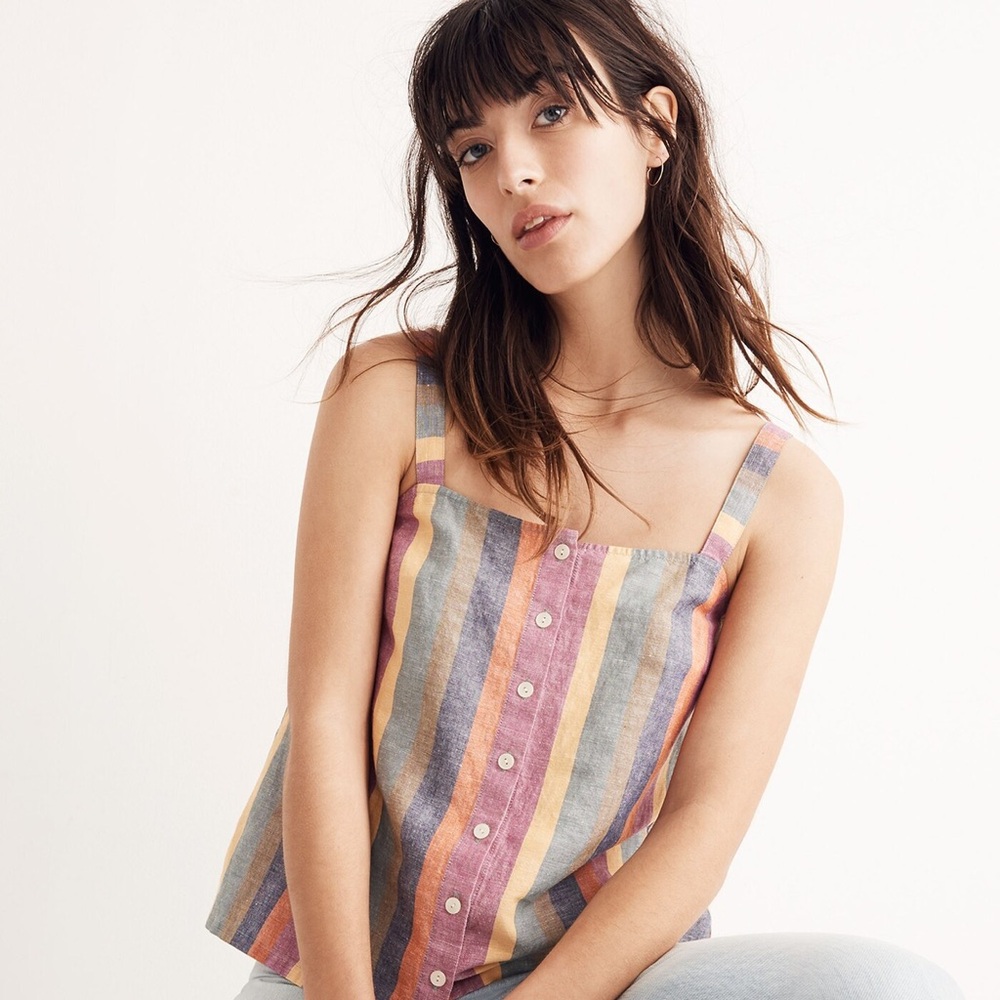 Madewell Striped Rainbow Tank Top Medium